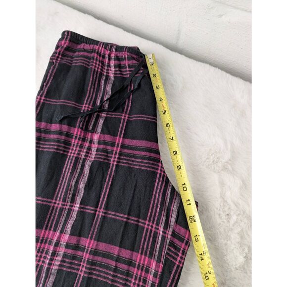 Victorias‎ Secret Shimmer Cotton Flannel Long Sleeve Pajama Set Black Pink Plaid - Picture 10 of 13